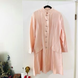 Vintage 60s Evening Pink Swing Coat with Rhinestone Buttons